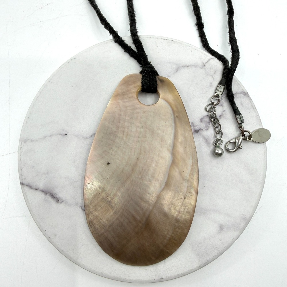 Large Natural Shell Pendant Necklace Boho Statement Piece Unique Organic Design